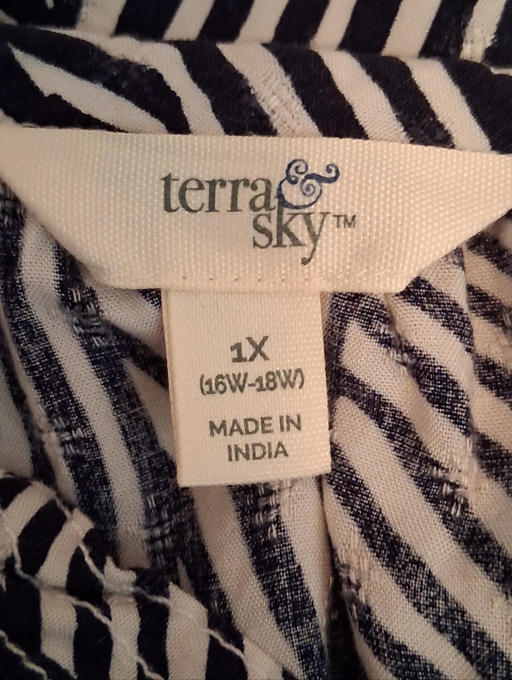 Terra & Sky Blue And White Puff Sleeve Dress. 1X - Picture 11 of 11